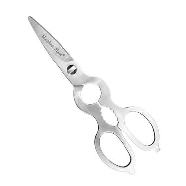 Imagem de Tesouras de cozinha resistentes, lâminas separadas para todos os fins, feitas com aço inoxidável, tesouras de alimentos para carne/legumes/churrasco/peixe/especiarias/ervas, prateado