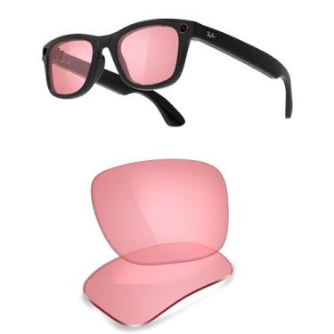Imagem de ThunderClap Lentes de substituição polarizadas compatíveis com óculos inteligentes Ray-Ban Meta Wayfarer RW4006 50 mm - HD Pink