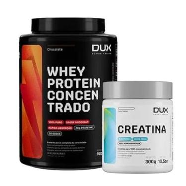 Imagem de Kit Whey Protein 100% Concentrado Sabor Chocolate Pote 900g+ Creatina 100% Monohidratada de 300g-Dux Nutriton