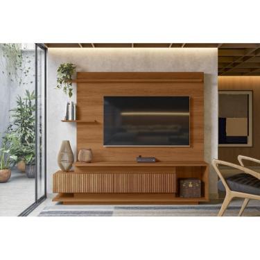 Imagem de Home Istambul Painel P/ TVs Até 65`` 2 Portas Nichos e Prateleiras - Jequitiba Ripado