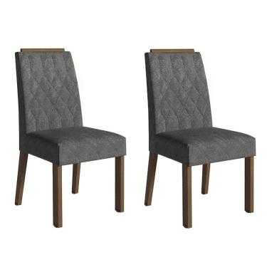 Imagem de Kit 2 Cadeiras De Jantar 4256 Com Espaldar Rustic-silver Madesa