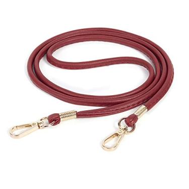 Imagem de Xiazw Alça de corrente de substituição transversal de couro PU macio fino para bolsa pequena, bolsa, carteira, bolsa de mão, capa de telefone, Maroon, ouro