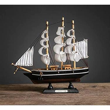 Imagem de IIPOSAQQ Esculturas Modelo de Veleiro de Madeira Esculturas Acessórios de Decoração de Casa Artesanato Artesanal Esculturas de Mesa no Estudo (Cor: 8) (5)