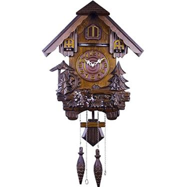 Imagem de Relógio de parede relógio cuco, relógio de parede de quartzo com pêndulo de madeira antigo, com música, para casa, sala de estar, escritório, cozinha de hotel e decoração da casa, relógio de parede de