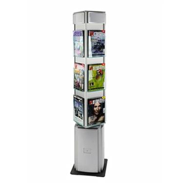 Imagem de ZDJZMGZ Porta-revistas giratório vertical para informações rack quadrado banco revista rack chão dobrável rack jornal rack a4 brochura livreto rack de revistas em pé