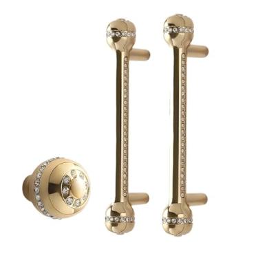 Imagem de CXYFQUUK Puxador de armário dourado puxadores de porta de guarda-roupa 3 cores liga de zinco ferragens para móveis domésticos 2 peças (cromo - orifício único)