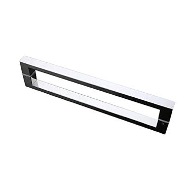 Imagem de Puxadores de porta de aço inoxidável resistentes para chuveiro de banheiro, acabamento cromado totalmente polido puxador de porta de vidro (tamanho: 440 mm) (cromo 440 mm)