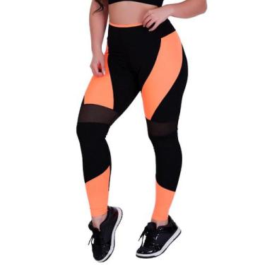 Imagem de Calça Legging Feminina Suplex Detalhe Arrastão Ginástica Academia Ativ