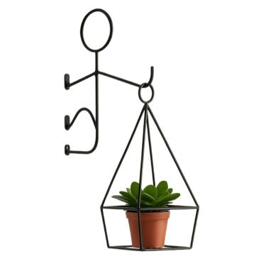 Imagem de Suporte para Vaso de Planta, Suporte Vaso Parede Gancho Ferro Porta Vaso Vertical(30x25cm)