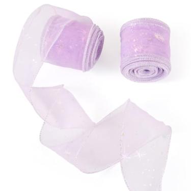 Imagem de Magibeads 2-1/20 pol. x 20 jardas fitas de malha decorativa de poliéster com padrão de estrela de tecido de tule extravagante rolo fitas de tecido para buquê de flores, decorações de laço, decoração