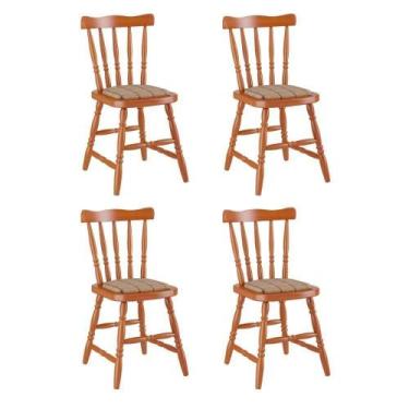 Imagem de Conjunto Com 4 Cadeiras De Jantar Madeira Maciça Com Estofado Multimóv