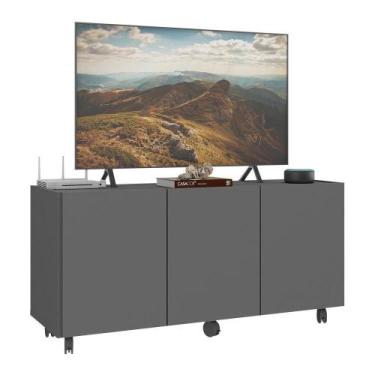 Imagem de Rack Para Até 32 Polegadas Com 3 Portas E Rodízios Multimóveis Mp1065 