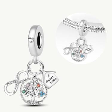 Imagem de 1 peça de berloque de prata elegante para mulheres, faça você mesmo e roupa diária combinando joias decoração presente para mamãe, 29.4*22.12mm, Prata, Sem Pedra Preciosa