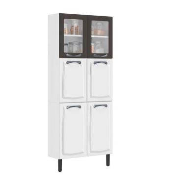 Imagem de Paneleiro Itatiaia Em Aço Branco E Grafite 6 Portas 2 Vidros New Premium