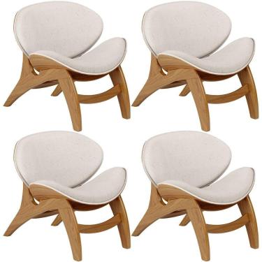 Imagem de Kit 4 Poltronas Decorativa Orgânica Sala Living Kadosh L02 Linho Cru