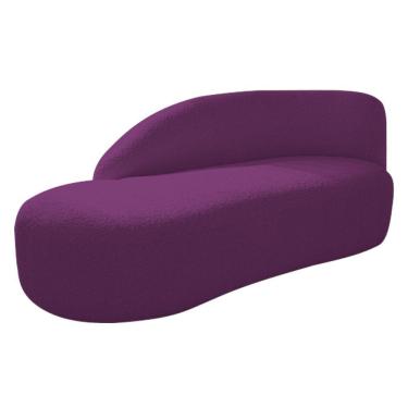Imagem de Divã Recamier Curvo Luna 185cm Lado Esquerdo Suede - Adj Decor Cor Roxo