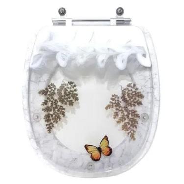 Imagem de Assento Sanitario Poliester Decorado Borboleta Aspen Para Vaso Deca