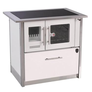 Imagem de Fogão A Lenha Eclipse Direito Branco Chapa Vitroceramica N2