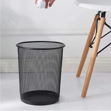 Imagem de Cesto Lixeira Aramada De Metal 10l Telado Vazado Escritorio Sala Consultorio Decorativo Preto