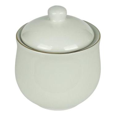 Imagem de Açucareiro Porcelana Royal Branco 300ml Borda Dourada Luxo - Hauskraft