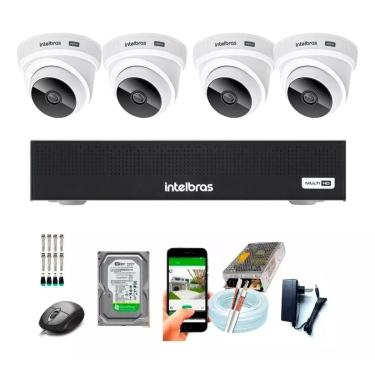 Imagem de Kit 4 Câmeras Intelbras 1120 Dome Dvr 4 Canais Completo