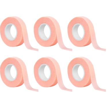 Imagem de 6 rolos de fita de cílios, fita adesiva de extensão de cílios, fita de tecido micropore respirável para suprimentos de extensão de cílios, 9 m/10 jardas cada rolo (rosa)