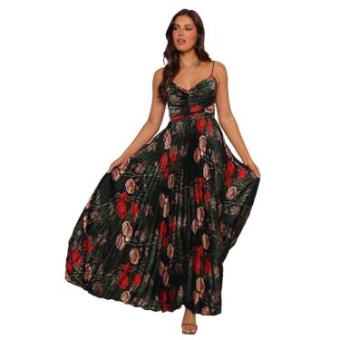 Imagem de Petal & Pup Vestido maxi plissado Naira feminino - verde floral, Floral verde, 52