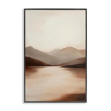 Imagem de Stupell Industries Calming Mountains Brown Landscape White Framed Giclee Art, design by Petal Prints Design, 18 x 12
