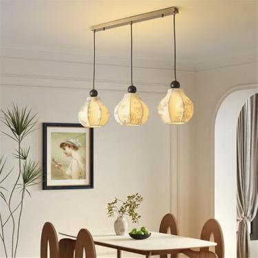 Imagem de Luminária pendente contemporânea de LED para restaurante, bar estilo francês retrô, balcão, café, quarto, escritório, quarto de hotel, lavabo, corredor, escada (AB 3 lâmpadas)