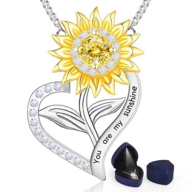 Imagem de Colares de girassol para mulheres, banhado a ouro 18K, presente de aniversário para esposa, presente de aniversário para mulheres, presentes You Are My Sunshine, joias femininas, namorada, avó, mãe