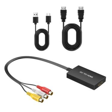 Imagem de Conversor de vídeo HDMI para AV com cabo USB - adaptador composto HDMI 1080P para RCA, plug-and-play e compatível com HDTV/monitor/projetor