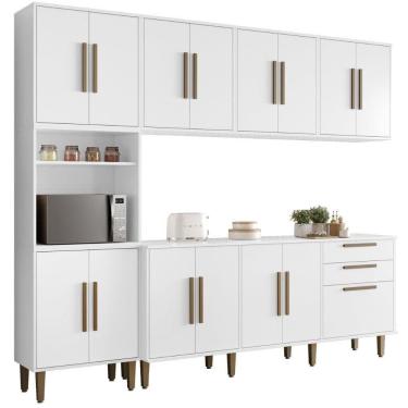 Imagem de Cozinha Completa Lorena 15 Portas 2 Gavetas Branco Kaiki Móveis