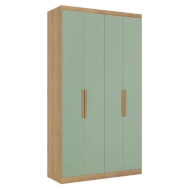 Imagem de Guarda Roupa Solteiro Milan 4 Portas Capuccino Menta Acetinado - Thb