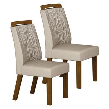 Imagem de Cadeira Para Mesa De Jantar Ilhéus Mdf Kit 2 Peças Joli Palha - Leifer Móveis