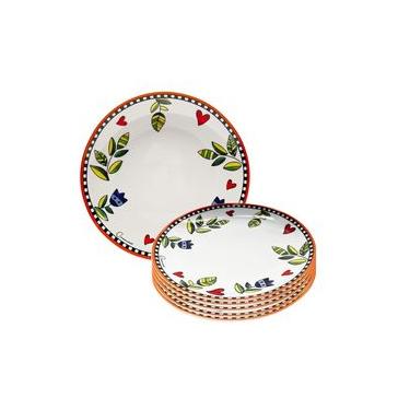 Imagem de Jogo de pratos em porcelana Egan Cocorido 27cm 6 peças laranja