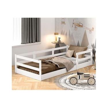 Imagem de Cama Infantil Barreto Cercadinho Popy com Grade de Proteção - Branco
