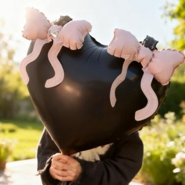 Imagem de Balões de filme de alumínio com laço de amor de tamanho grande para o dia dos namorados, decorações de festa de aniversário, suprimentos de casamento (preto, 55 cm)