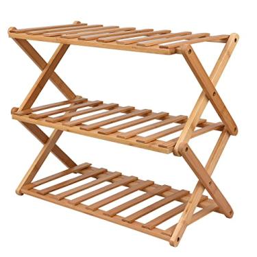 Imagem de Rack de Flores Madeira Plegável 3 Andares Suporte para Plantas Porta-vasos Prateleira Armazenamento Multiuso Casa Sala E