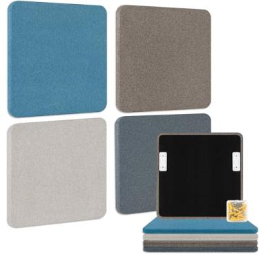 Imagem de BUBOS 4 painéis acústicos de tecido 60 x 60 cm painéis decorativos de amortecimento de som, painéis de absorção de som para estúdios, escritório, home theater, Mistral