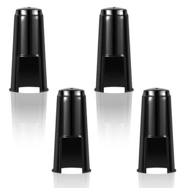 Imagem de 4 Conjunto de Tampas Protetoras de Plástico para Boquilhas Saxofone Alto, Compatíveis com Saxofone Alto Clarinete e Outros Instrumentos Sopro (Pretas)