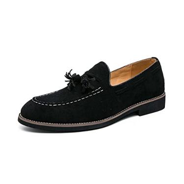 Imagem de Sapato social masculino de couro Oxford, sapatos de couro legítimo, mocassins confortáveis, Preto, 41