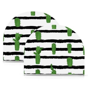 Imagem de Qilmy Porta-guardanapos de acrílico para cactos verdes, suporte de lenços de mesa independente transparente, dispensador de papel de coquetel para cozinha, jantar, restaurante, bar, decoração, 2