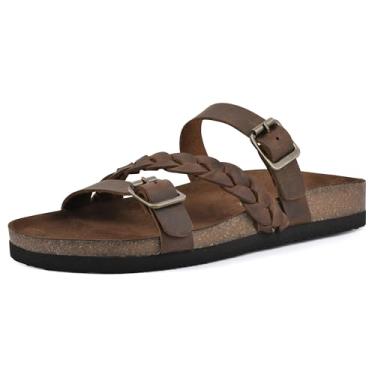 Imagem de WHITE MOUNTAIN Sandália rasteira feminina Huntington, Marrom/couro, 41