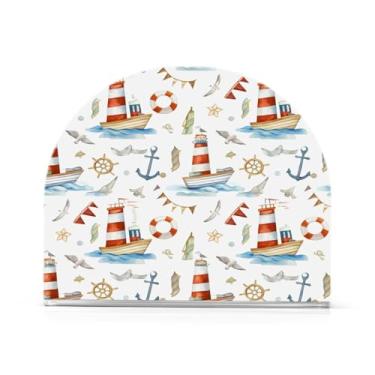 Imagem de Qilmy Porta-guardanapos acrílico para farol listrado, suporte de lenços de mesa independente transparente, dispensador de papel de coquetel para cozinha, jantar, restaurante, bar, decoração, 1 pacote