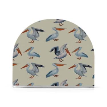 Imagem de JUZIHAI Pelican Suporte de guardanapo padrão animal para mesa dispensador de guardanapo de acrílico suporte de lenços independente de mesa para cozinha sala de jantar bar festa decoração de casa