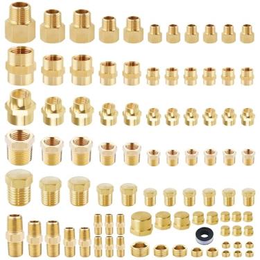 Imagem de Kit de montagem NPT profissional de 89 peças com fita de teflon - Conjunto de adaptadores de sistema abrangente de ar e fluido com redutores, bocais, plugues, acoplamentos para reparo de rosca de