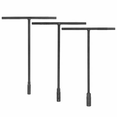 Imagem de HARFINGTON 3 peças soquete de chave em T 8/10/12 mm soquete de chave inglesa métrica de aço de alto carbono de 6 pontos com longo alcance para reparo de motocicletas e bicicletas, cinza-preto