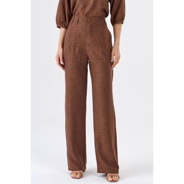 Imagem de Calça PKS Alfaiataria Com Pespontos Marrom-Feminino
