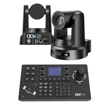 Imagem de Câmera NDI PTZ 4K com rastreamento automático por IA, câmera PTZ USB 3.0/3G-SDI/LAN HDMI, zoom óptico de 20x pacote com joystick controlador NDI