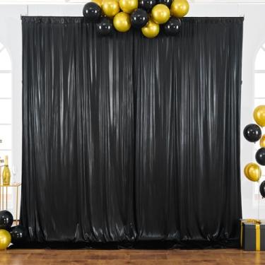Imagem de Cortinas de pano de fundo preto brilhante de 3 x 3 m para festa de casamento, cortina de lantejoulas com glitter, pano de fundo, pano de fundo, para chá de bebê, aniversário, Natal, sessão de fotos